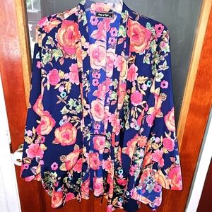 Bright colored floral womens kimono/jacket